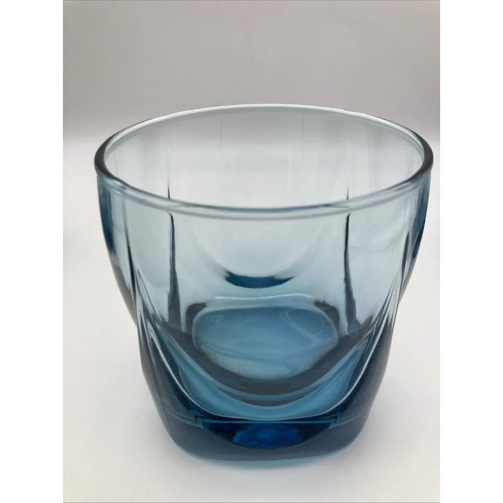 Vintage Set of 4 Libby IMPERIAL BLUE MISTY Double Old Fashioned Glasses Blue 8oz